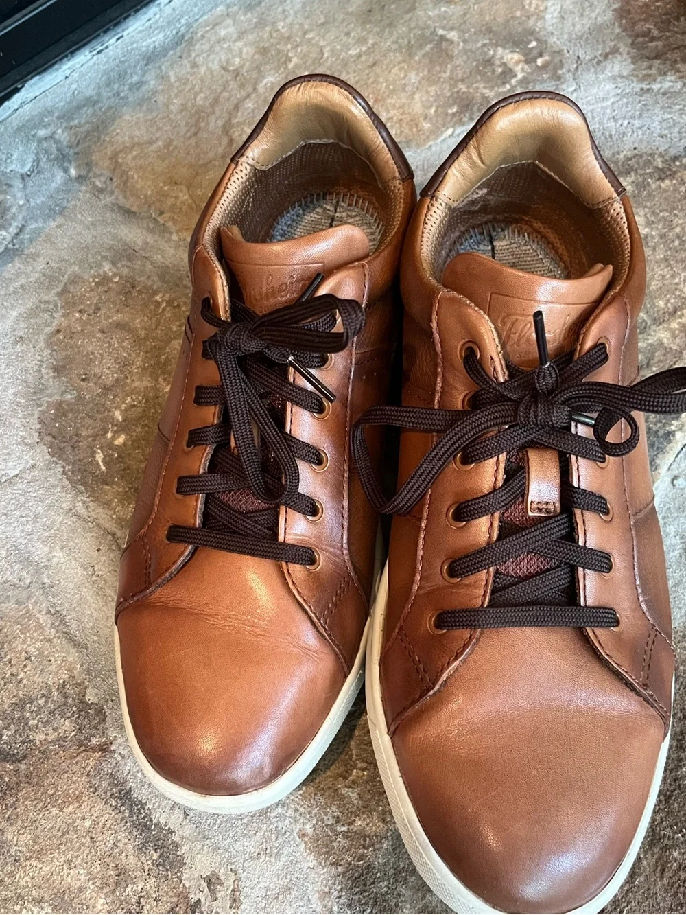 Men's Casual Leather Sneakers Florsheim Crossover Lace to Toe Brown